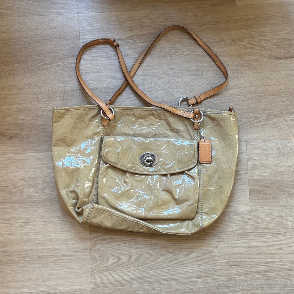 Coach Glossy Tan Shoulder Bag